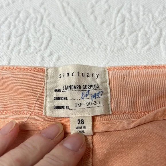 ⭐️Anthro Sanctuary peach shorts standard surplus size 28 - Picture 2 of 9